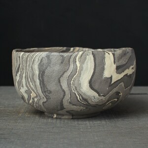 Gray nerikomi bowl, Mokume gane ramen bowl image 5