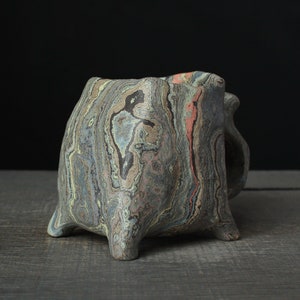 Green and blue nerikomi mug, Agateware coffee mug image 4