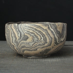 Gray nerikomi bowl, Mokume gane ramen bowl image 2