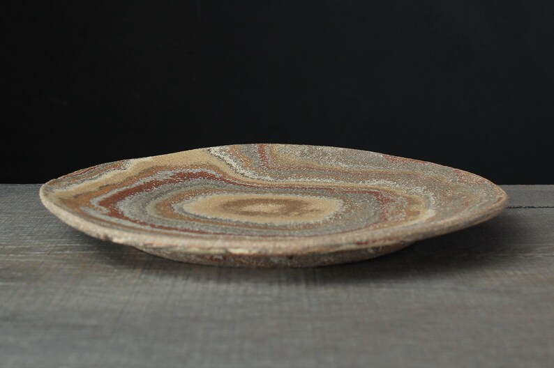 Rainbow agateware plate, Stoneware nerikomi dish image 7