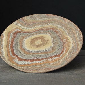 Rainbow agateware plate, Stoneware nerikomi dish image 1