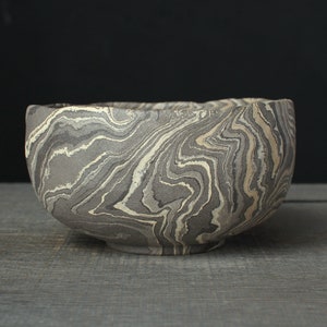 Gray nerikomi bowl, Mokume gane ramen bowl image 7