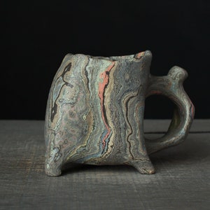 Green and blue nerikomi mug, Agateware coffee mug image 5
