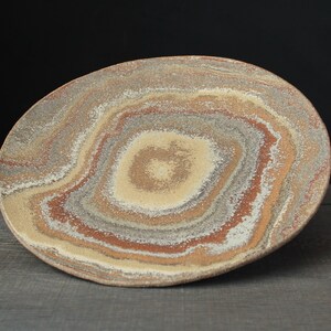 Rainbow agateware plate, Stoneware nerikomi dish image 4