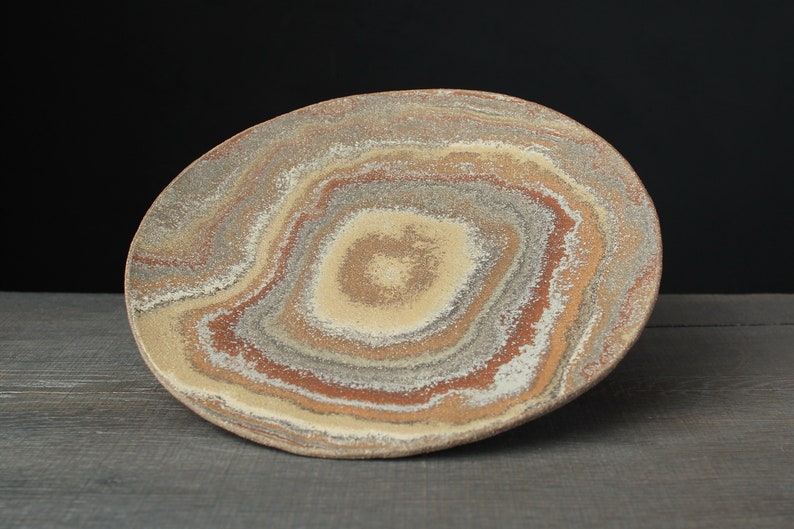 Rainbow agateware plate, Stoneware nerikomi dish image 4