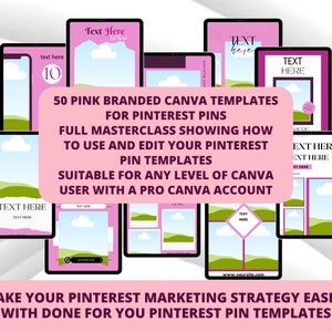 50 Pinterest Pin Templates in Canva PINK Canva Templates For Pinterest Editable Templates Pinterest Templates Canva Canva Template image 5