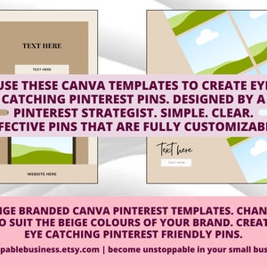 50 Pinterest Pin Templates in Canva BEIGE/NEUTRAL Colors Canva Templates For Pinterest Editable Templates Pinterest Templates Canva image 3