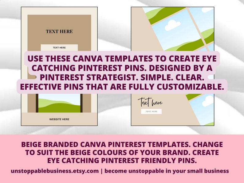 50 Pinterest Pin Templates in Canva BEIGE/NEUTRAL Colors Canva Templates For Pinterest Editable Templates Pinterest Templates Canva image 3