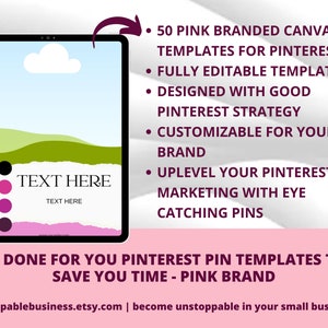 50 Pinterest Pin Templates in Canva PINK Canva Templates For Pinterest Editable Templates Pinterest Templates Canva Canva Template image 2