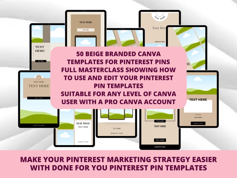 50 Pinterest Pin Templates in Canva BEIGE/NEUTRAL Colors Canva Templates For Pinterest Editable Templates Pinterest Templates Canva image 5