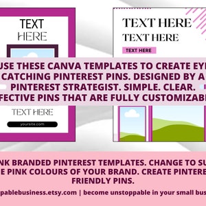 50 Pinterest Pin Templates in Canva PINK Canva Templates For Pinterest Editable Templates Pinterest Templates Canva Canva Template image 3