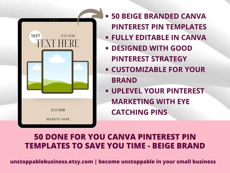 50 Pinterest Pin Templates in Canva BEIGE/NEUTRAL Colors Canva Templates For Pinterest Editable Templates Pinterest Templates Canva image 6