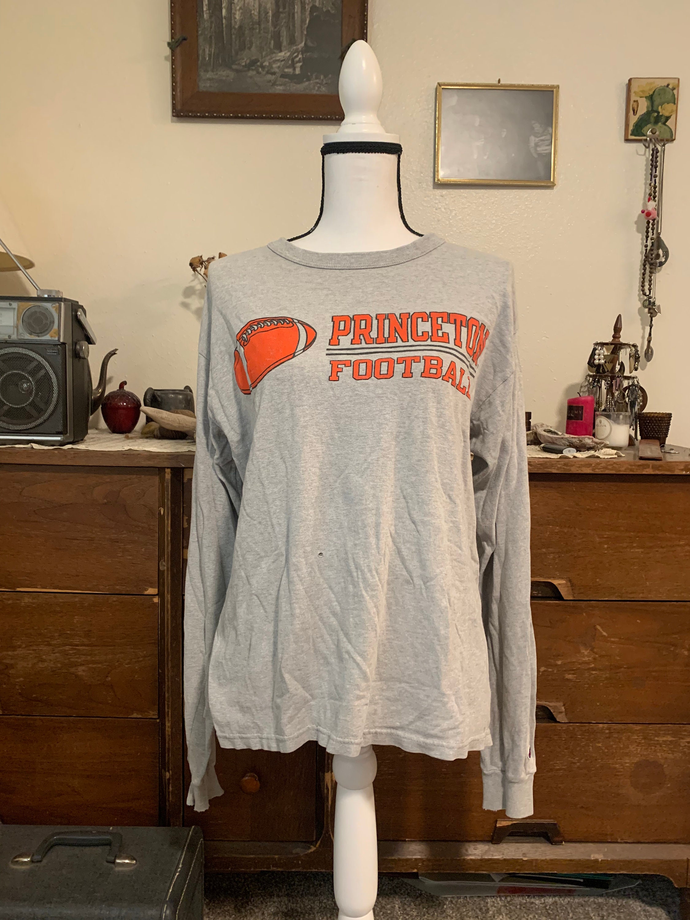 Vintage 90s Princeton Football Long Sleeve Tee Shirt size M | Etsy