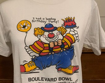 Pagliaccio pastiglia in bocca maglietta bianca disegno Vintage T-Shirt Clown 