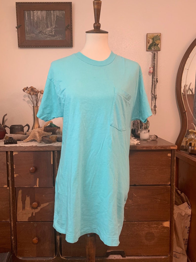 Vintage Plain Teal T-shirt size M Medium L Large Vtg 90s 1990s | Etsy