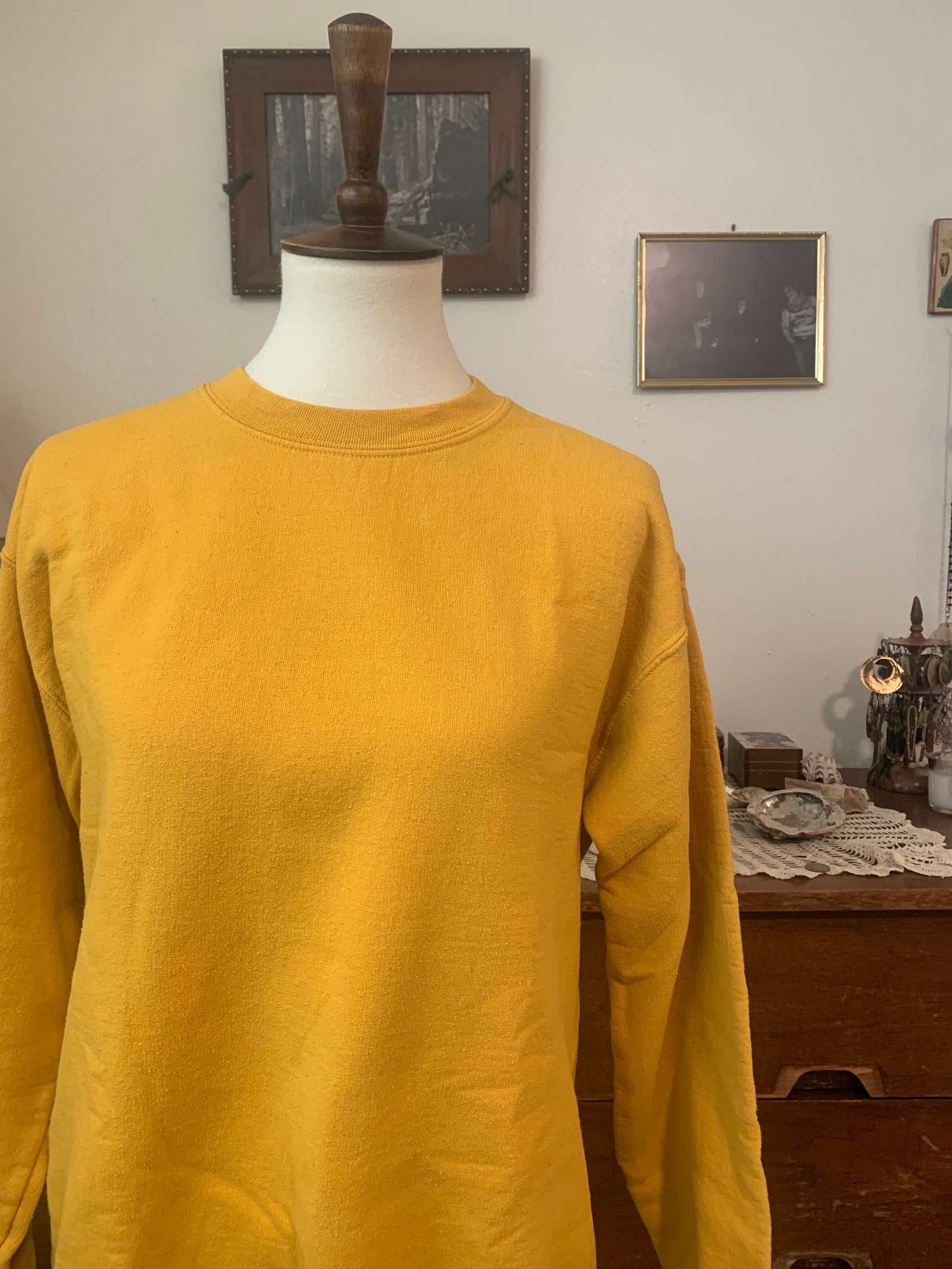 Vintage Mustard Sweatshirt size M Medim Vtg Plain Solid Earth | Etsy
