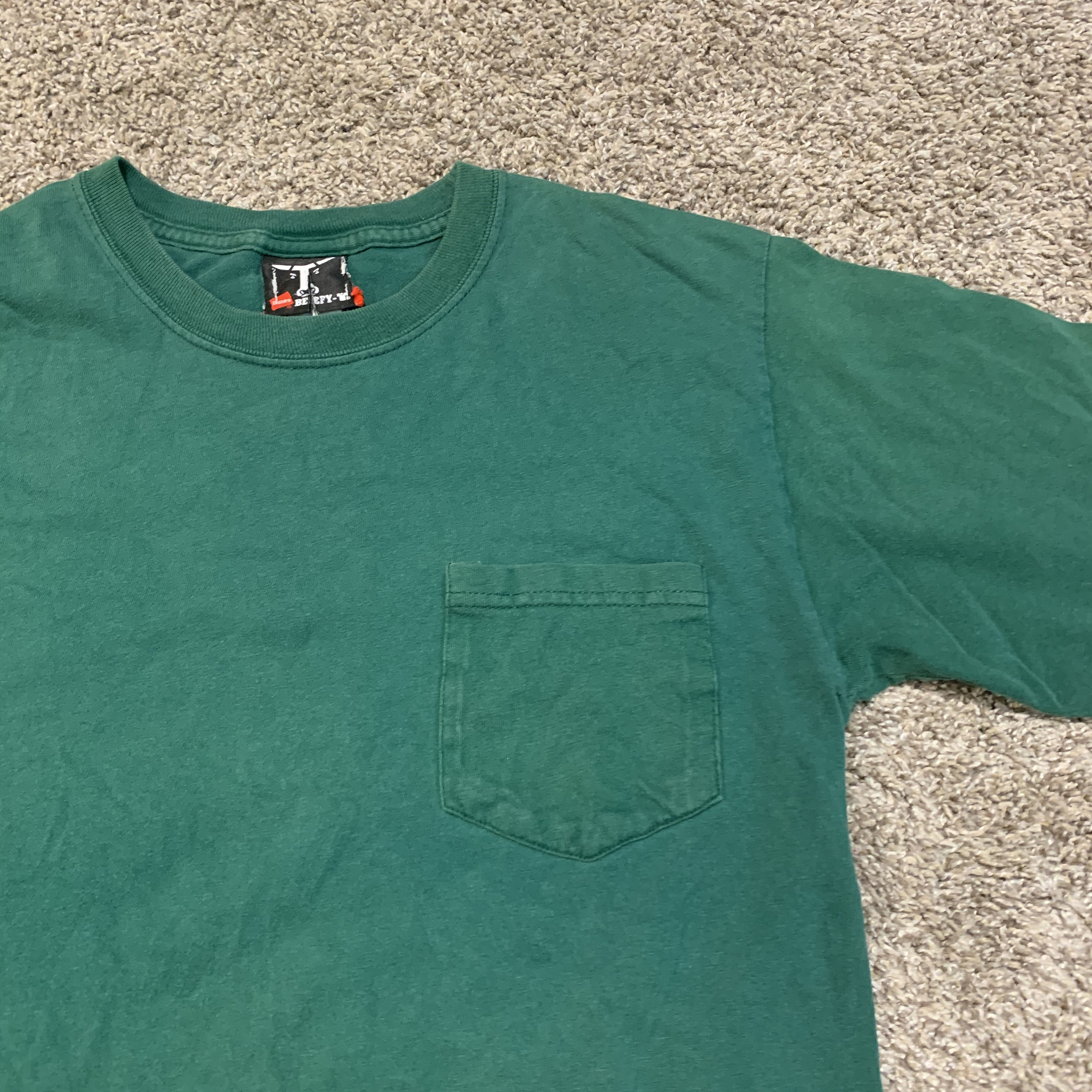 Vintage 90s Plain Green Pocket t-shirt size S Small Large Vtg | Etsy