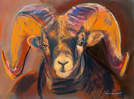 Aries Horned Ram Animals Wildlife Painting Original - Etsy Aries Horned Ram Animals Wildlife Painting Original - Etsy