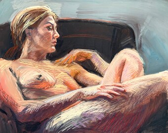 Nude Woman Art Print, Artwork, Wall Art, Figure Painting