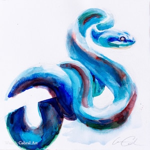 Snake Painting, Animal Artwork, Fine Art Print, Reptiles, Watercolor Painting, Wall Art