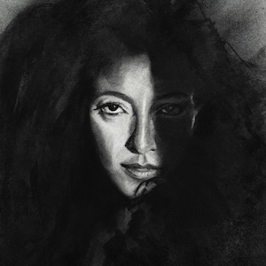 Original Charcoal Drawing of Woman, Fine Art Portrait, Wall Art