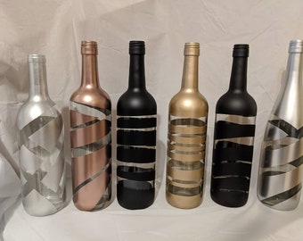 Decorative Wine Bottle Set, Wedding CenterpieceSet, Party Decoration, Home Decor, Up-cycle Decor, Free Shipping,