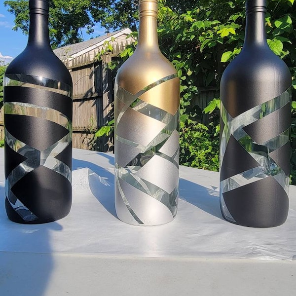 Up-cycle, Wine Bottle Decor, Decorative Wine Bottle Set, Wedding Centerpiece, Party Decoration, Home Decor, Up-cycle Decor, Free Shipping,