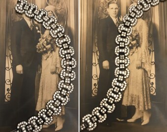 Silver Paste 1920 Vintage Wedding Flapper 1930s Art Deco Red Filigree Pave Wide Link Bridal Antique 1920s Ruby Red Rhinestone Bracelet