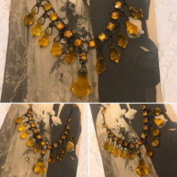 Art Deco Necklace, Art Deco Crystal Multi Drop Bea