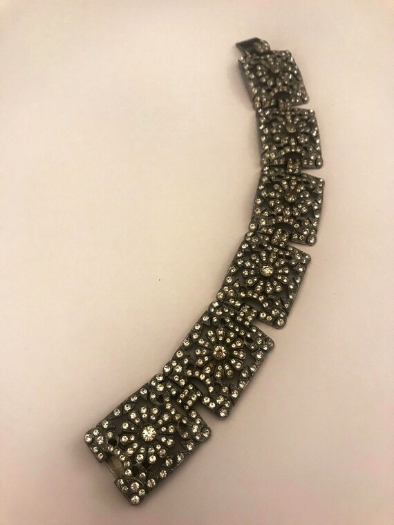 Vintage 1930's Rhinestone Bracelet, Art Deco Frenc