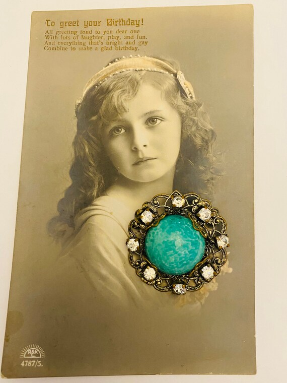 Art Deco Brooch, Czech Brooch, Peking Glass Brooc… - image 4