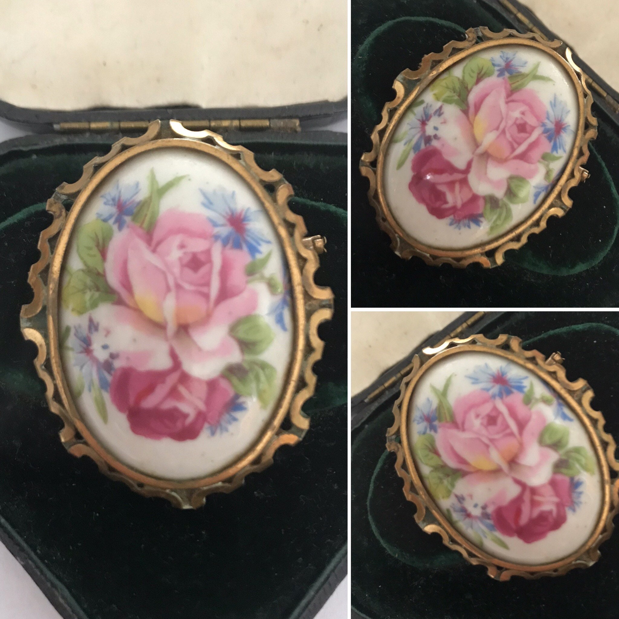 Limoges Brooch French Brooch Hand Painted Floral Brooch Etsy UK