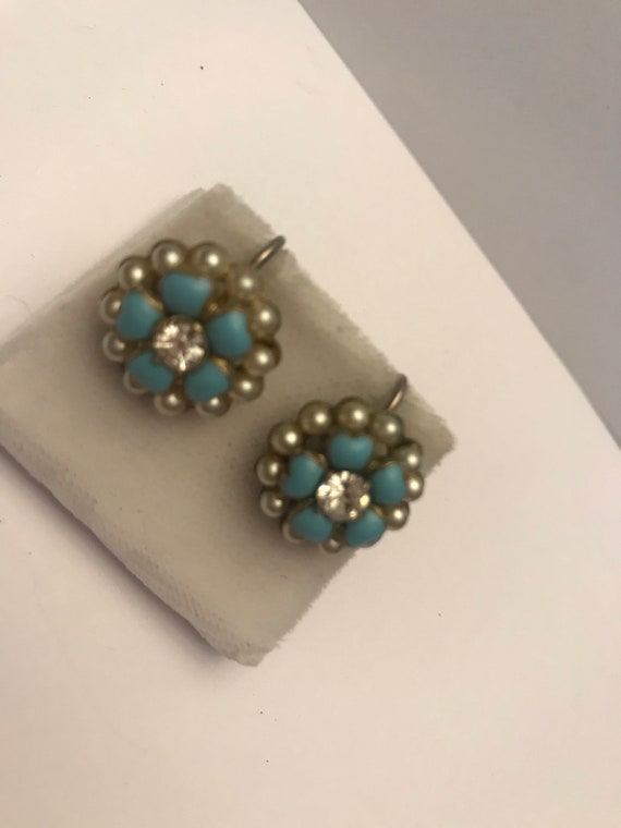 Art Deco Earrings, Turquoise Earrings, Pearl Earr… - image 5