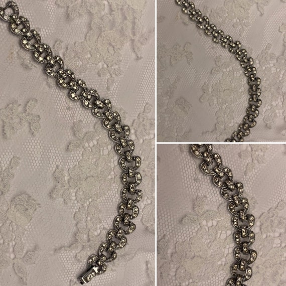 Stunning Vintage Art Deco Bracelet, Rhinestone Pav