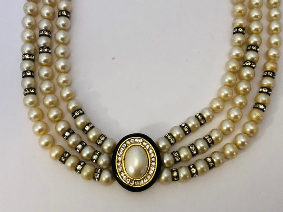 Christian Dior Necklace, Gold Tone, Pearl Necklac… - image 4