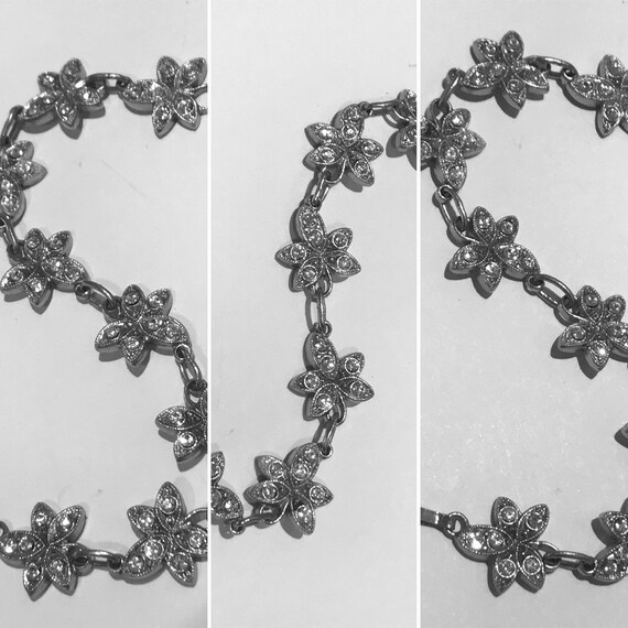 Stunning Vintage Art Deco Bracelet, Rhinestone Pav