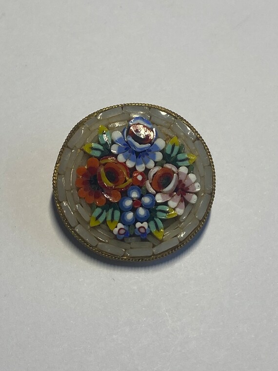 Beautiful Italian Micro Mosaic Stone Glass Flower… - image 1