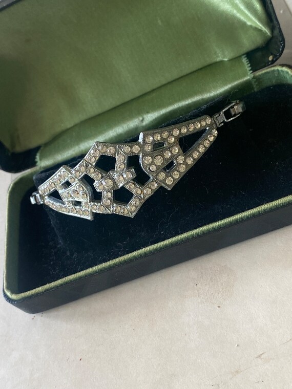Antique 1920s Rhinestone Bracelet, Art Deco Pave … - image 3