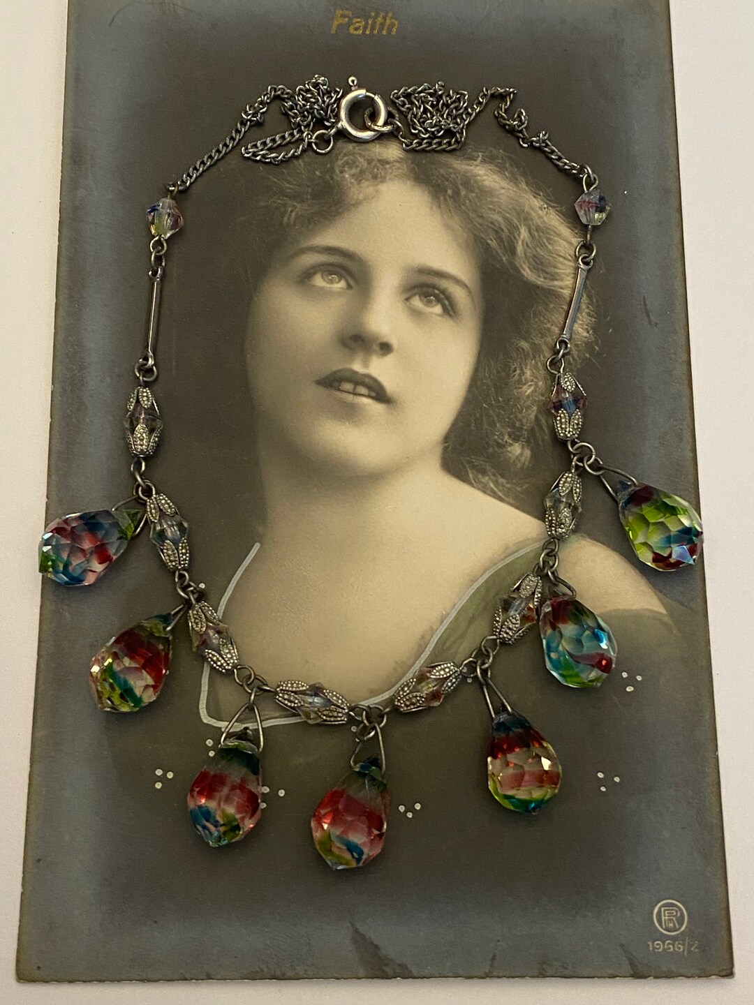 Iris Glass Art Deco Necklace Art Deco Crystal Multi Drop Bead Etsy