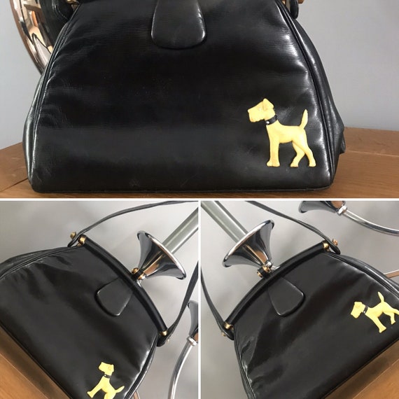 Black Vintage Bag,  Retro Unique Re-Designed Bag,… - image 1