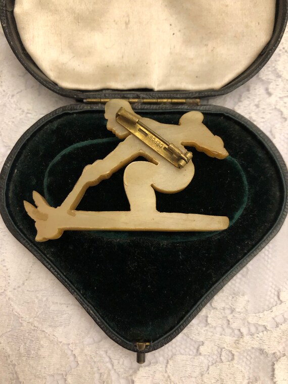 Art Deco Brooch, Man Skiing Brooch, French Brooch… - image 4