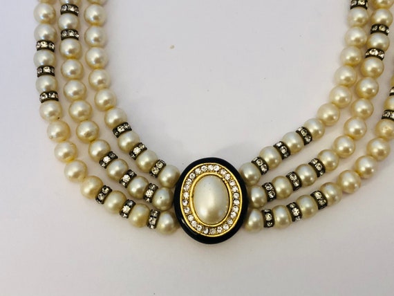 Christian Dior Necklace, Gold Tone, Pearl Necklac… - image 5