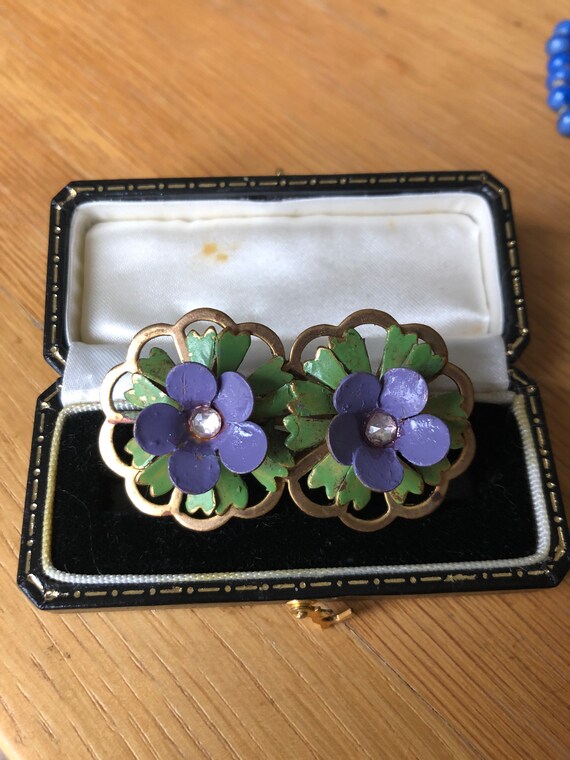 Suffragette, Edwardian Brooch, Violets, Gold, Suff