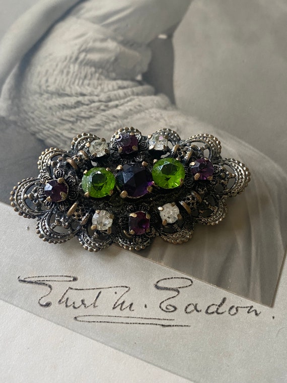 Suffragette Brooch Edwardian Brooch, Czech Filigr… - image 1