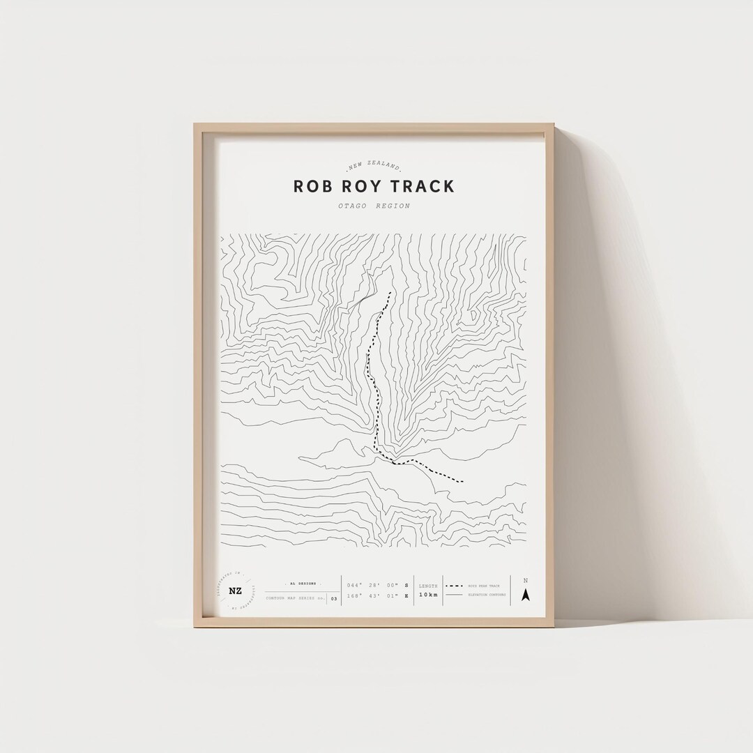 Rob Roy Country Map.pdf ROB ROY TRACK - New Zealand - Topography Map Art Print - Etsy