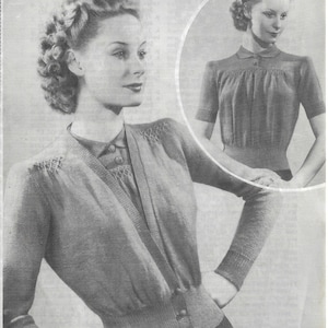 May include: A vintage knitting pattern for a smocked twin set, featuring a cardigan and a jumper. The pattern is from Weldons Leaflet No. 417 and requires 9 ounces of 3-ply yarn for the cardigan and 7 ounces for the jumper.