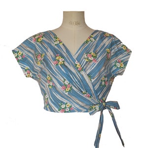 PDF vintage 1950s style wrapover blouse sewing pattern Lettice Wrap Blouse surplice top