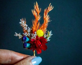 Fall Dried Flower Hair Pin, Burnt orange, Terracotta, Earth colours Boho Bridal Bobby pins, bridesmaid hair pin