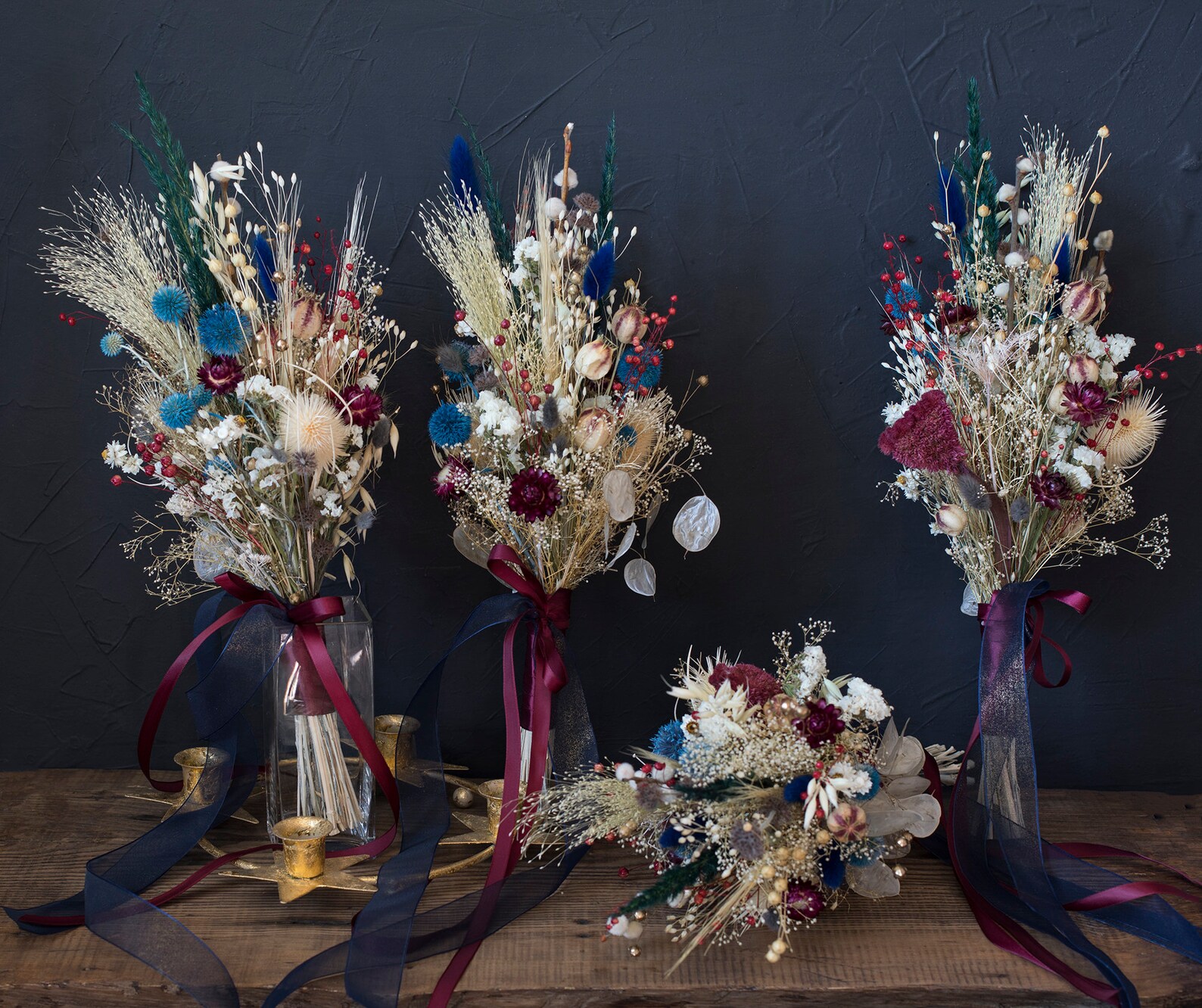 Gem stones colors Bridal bouquet Dried flowers wedding bouquet Etsy