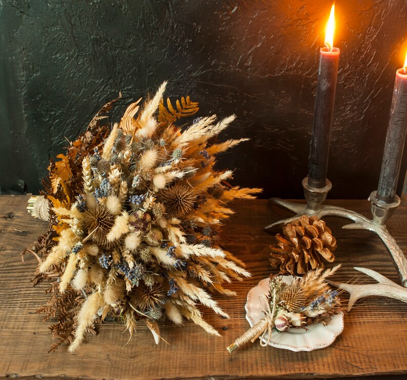 Rustic Fall Winter Dried flowers bouquet Woodland Dried